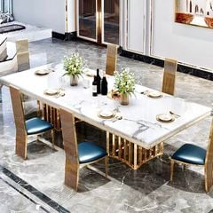 Bàn ăn nhập khẩu mặt đá marble BA0160