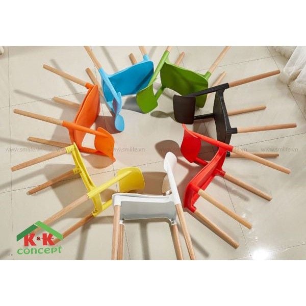 Ghế nhựa d8úc chân gỗ A15