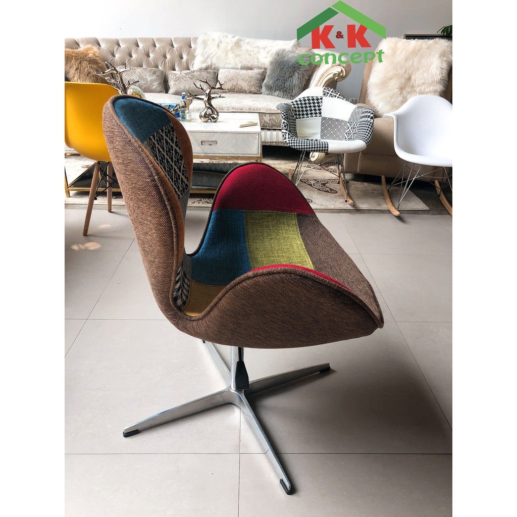 Ghế eames thổ cẩm cánh bướm A24