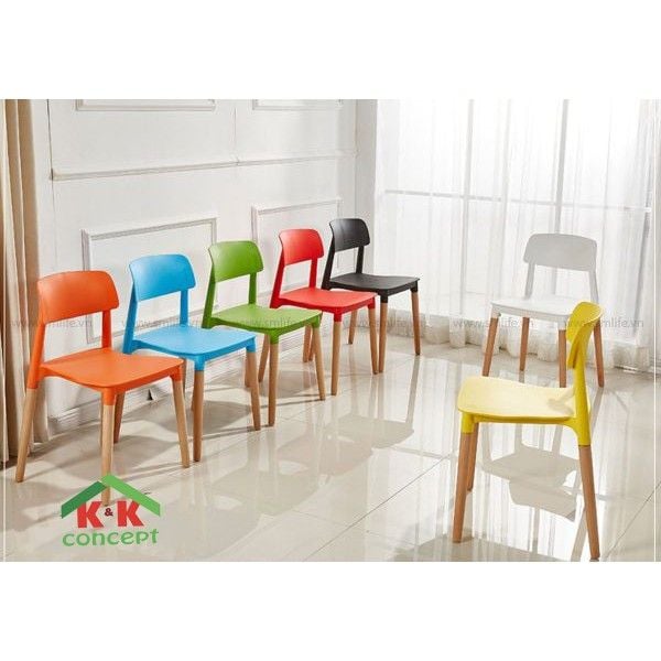 Ghế nhựa d8úc chân gỗ A15