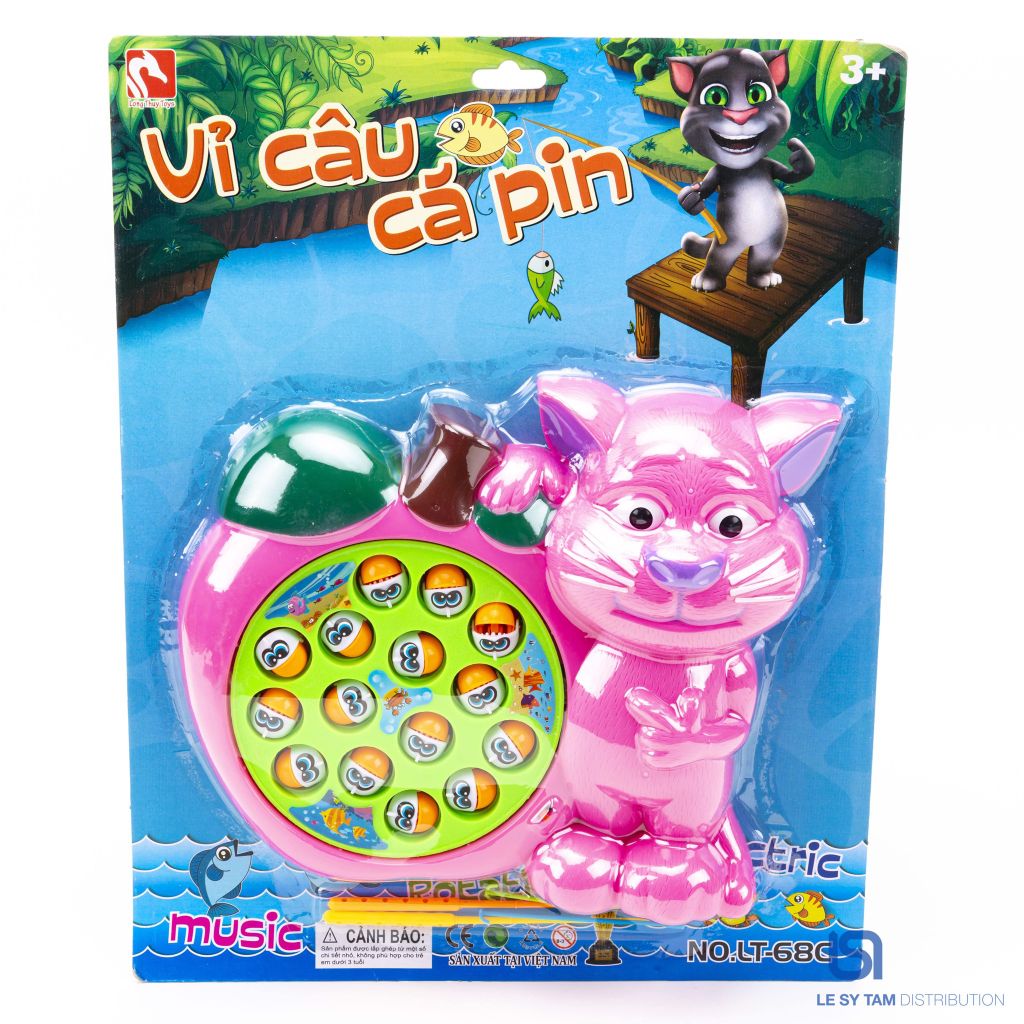  Vỉ câu cá pin mèo ôm táo LT68C 