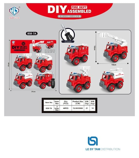  Túi 4 xe cứu hỏa 858-7A 