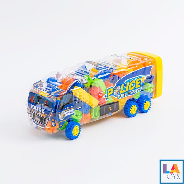  Hũ xe cảnh sát đại chở đồ chơi xếp hình LA3368-17 