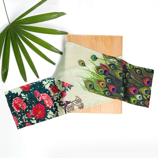  Peacock feather pattern long Scarf 