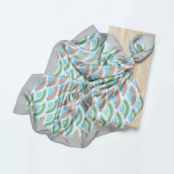  Khăn họa tiết sóng ngũ sắc 90 