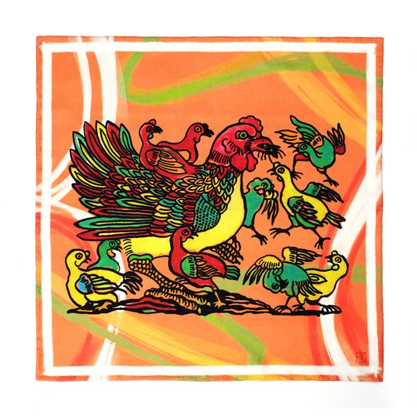  Chicken Flock painting Scarf 50 