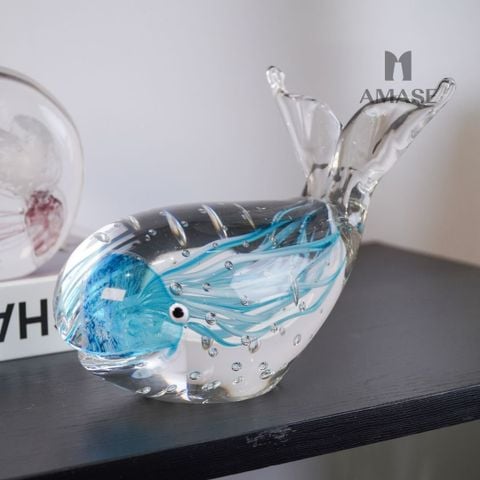 Decor thủy tinh handmade cao cấp chủ đề biển - Màu xanh