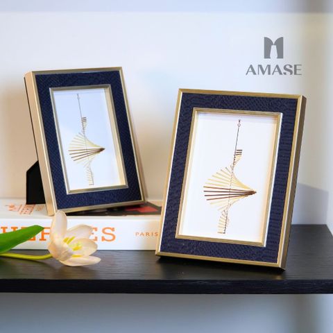 Set Khung Ảnh Họa Tiết Da Xanh Navy