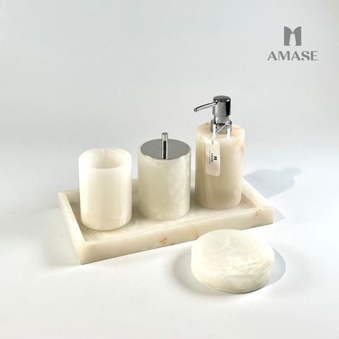 Set nhà tắm đá marble trắng - Dáng tròn