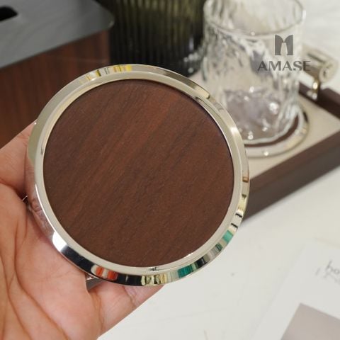 Lót Ly Gỗ Viền Kim Loại