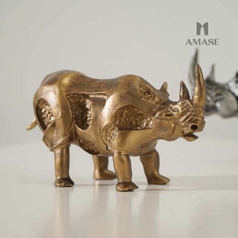 Tượng Decor Tê Giác Kim Loại - Gold