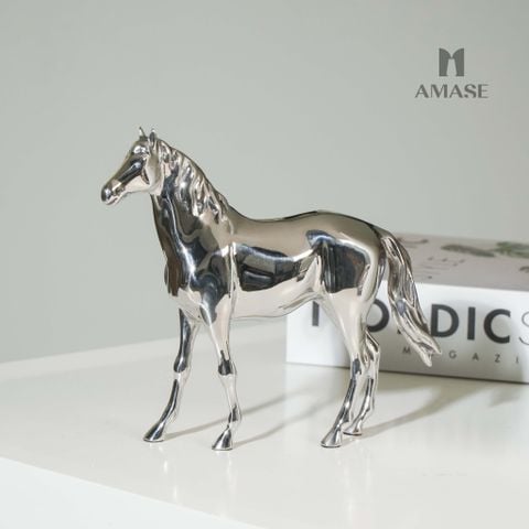 Tượng Ngựa Thép Không Gỉ Màu Bạc