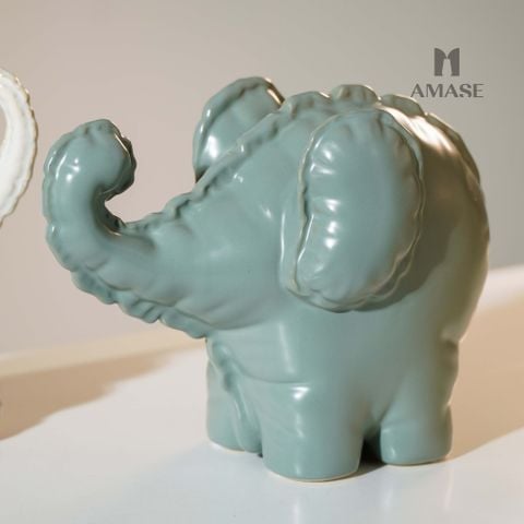 Tượng Decor Funny Little Elephant - Xanh