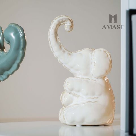 Tượng Decor Funny Little Elephant - Trắng
