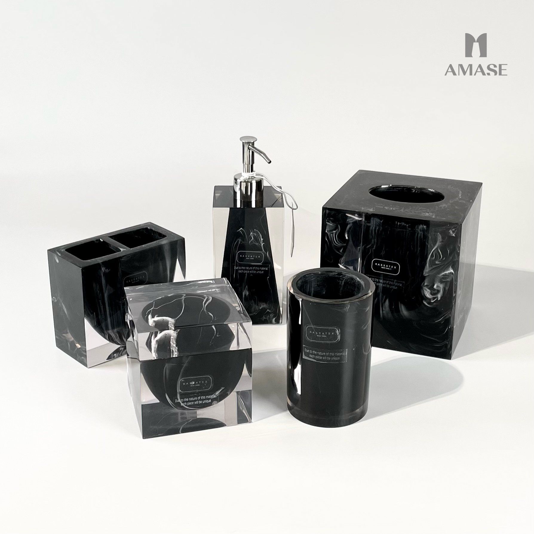 Set nhà tắm Kassatex Ducale Black Bath Accessories KSTBA01 AMASE