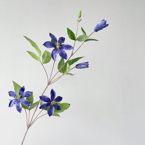 Cành hoa lụa Clematis xanh dương