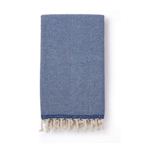 Khăn phủ sofa - Sema Herringbone Cotton & Wool Blend Blanket Denim (Màu xanh dương)