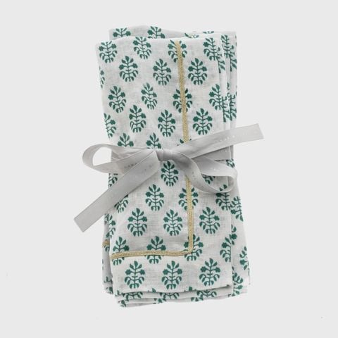 Joanna Buchanan -  Khăn ăn Printed leaf dinner napkins - green (Set 2) (Nhập Mỹ)