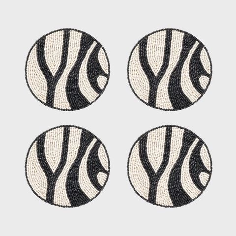 Joanna Buchanan - Set lót ly Zebra coasters, black (Set 4) (Nhập Mỹ)