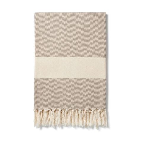 Khăn phủ sofa Ferah Herringbone - Organic Cotton Blankets (Màu beige) (Nhập UK)