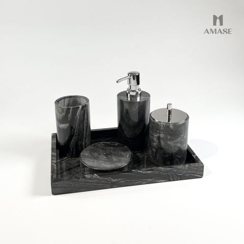 Set nhà tắm đá marble đen - Dáng tròn