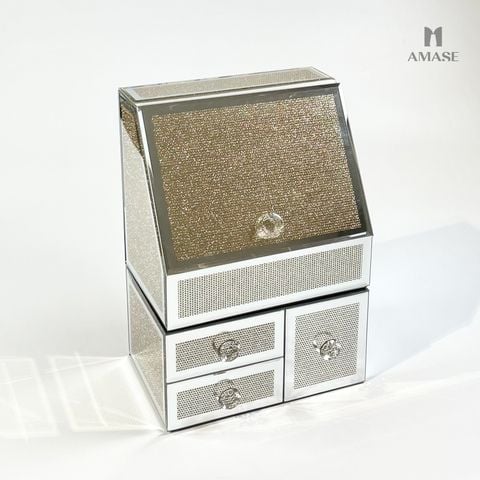 Set hộp đựng mỹ phẩm hai tầng - ngăn kéo