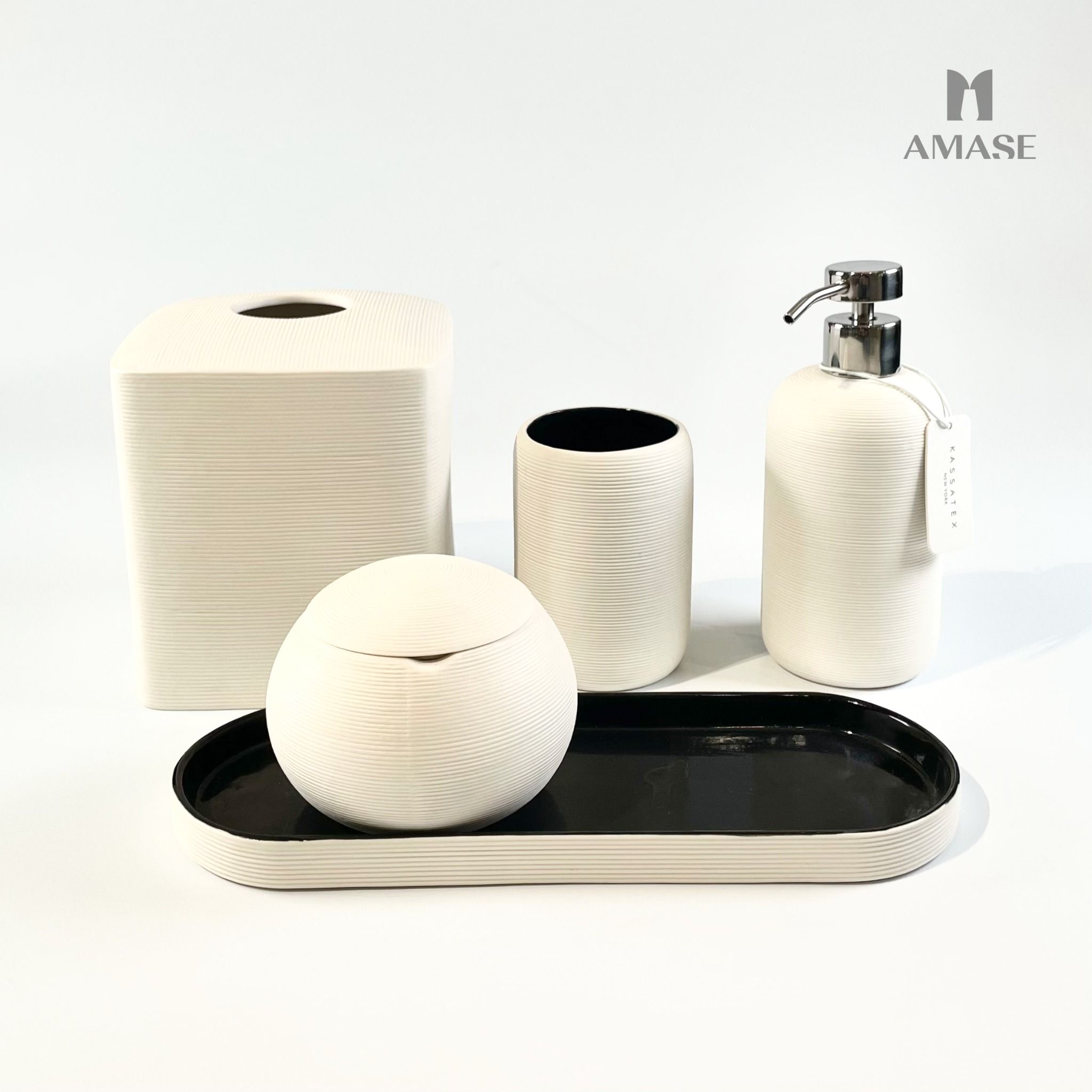 Set Kassatex Fillmore Bath Accessories AMASE Modern and Elegant Decor