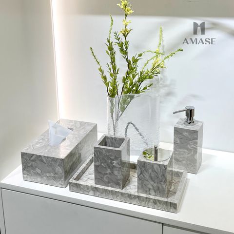 Set nhà tắm vân đá marble xám