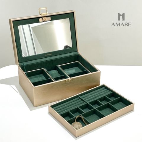 Hộp đựng trang sức cao cấp có khóa  - Màu rose gold