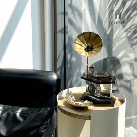 Tượng Decor Máy nghe nhạc đĩa than pha lê cao cấp