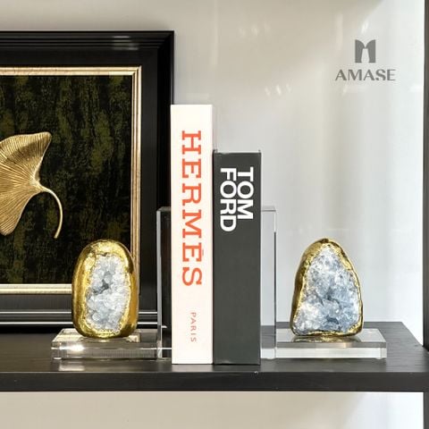 Chặn Sách Phối Đá Màu Gold