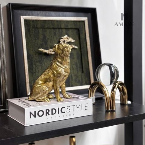 Tượng Decor Gold Dog Kim Loại