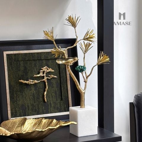 Decor Cành Hoa Kim Loại Phối Chim