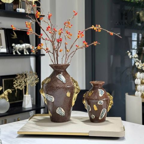 Lọ Hoa Gốm Sóng Vàng