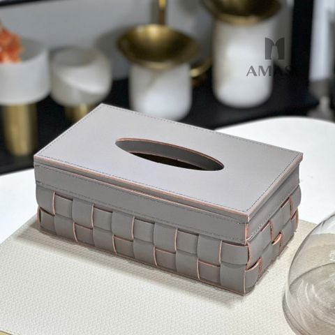 Hộp Khăn Giấy Da Phối Nan