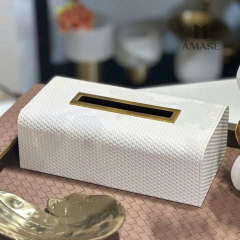 Hộp Khăn Giấy Da Trắng