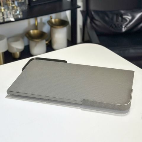 Khay Da Trang Trí Màu Black Dark Gray Viền Bạc