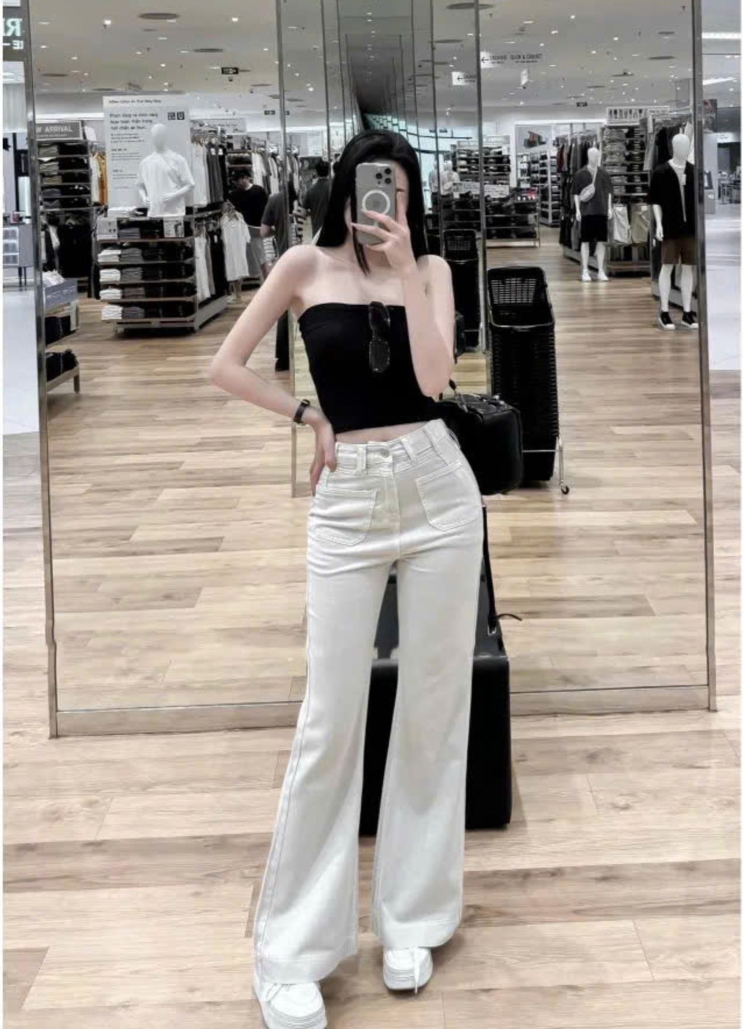  HQJeans Quần ống loe đai lệch túi trước mẫu thiết kế mới HQ187 
