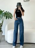  Quần jeans ống suông lưng cao ôm dáng tag v dáng dài lai 3 phân co giãn mẫu thiết kế mới HQJeans HQ102 