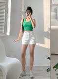  Quần đùi short jeans trắng lưng siêu cao tôn dáng co giãn 4 chiều ôm eo thoải mái mẫu thiết kế HQJeans HQ101 