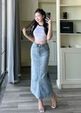  HQJeans Chân váy jeans siêu dài co giãn chất lượng VNXK mẫu thiết kế mới HQ190 