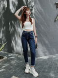  Quần jean nữ boyfriend baggy trơn dài đen và trắng co giãn HQJEANS 