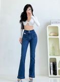  Quần jeans ống loe lưng cao túi trước lai 3 phân co giãn thoải mái chất lượng xuất khẩu HQJeans HQ106 