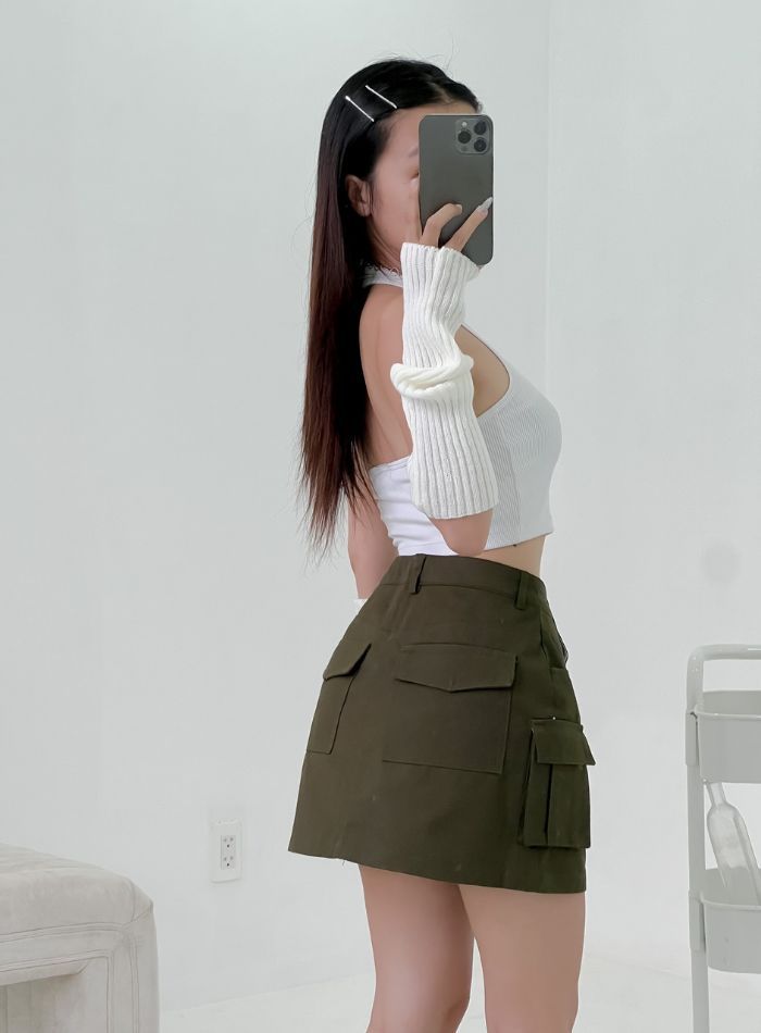  Chân váy Kaki dáng A túi hộp hottrend bên trong có lót quần mẫu thiết kế mới HQ100 