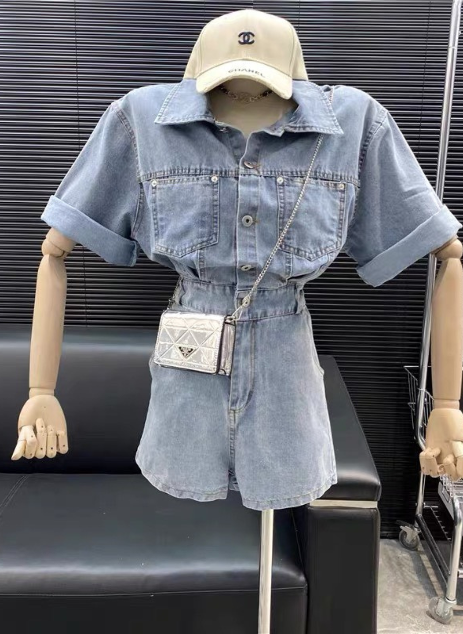  Jumsuit jeans nữ quần short cao cấp HQJeans mẫu mới nhất HQ77 