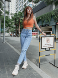  Quần jean nữ boyfriend baggy trơn dài đen và trắng co giãn HQJEANS 