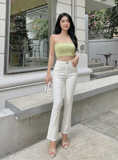  Quần jeans ống loe nữ đen và trắng dáng dài lai cắt co giãn tốt HQJeans mẫu thiết kế HQ81 
