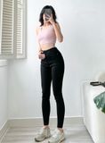  HQJeans Quần legging đen chất kaki siêu co giãn lưng siêu cao ôm dáng đơn giãn dễ mang HQ142 