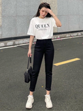  Quần jean nữ boyfriend baggy trơn dài đen và trắng co giãn HQJEANS 