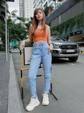  Quần jean nữ boyfriend baggy trơn dài đen và trắng co giãn HQJEANS 